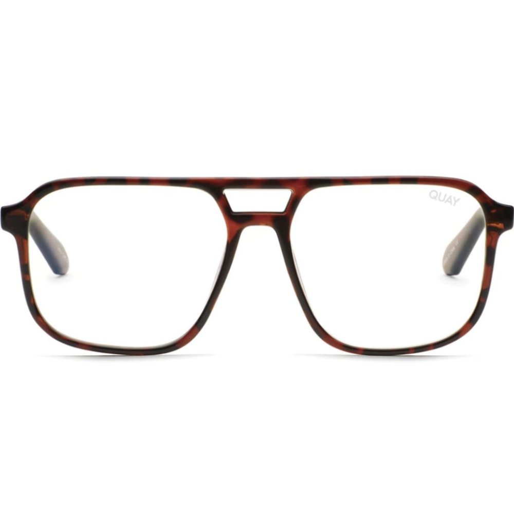QUAY On The Fly Blue Light Glasses - Aviator Style - Brown - Rx -Tortoise - NWT - Picture 2 of 7